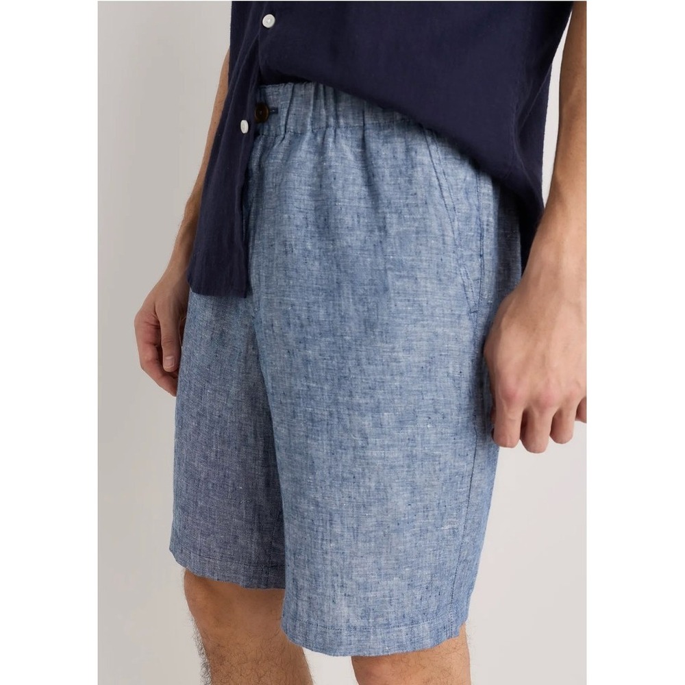 Quince Men's 100% European Linen Shorts Chambray Blue Size XL 9" inseam vacation